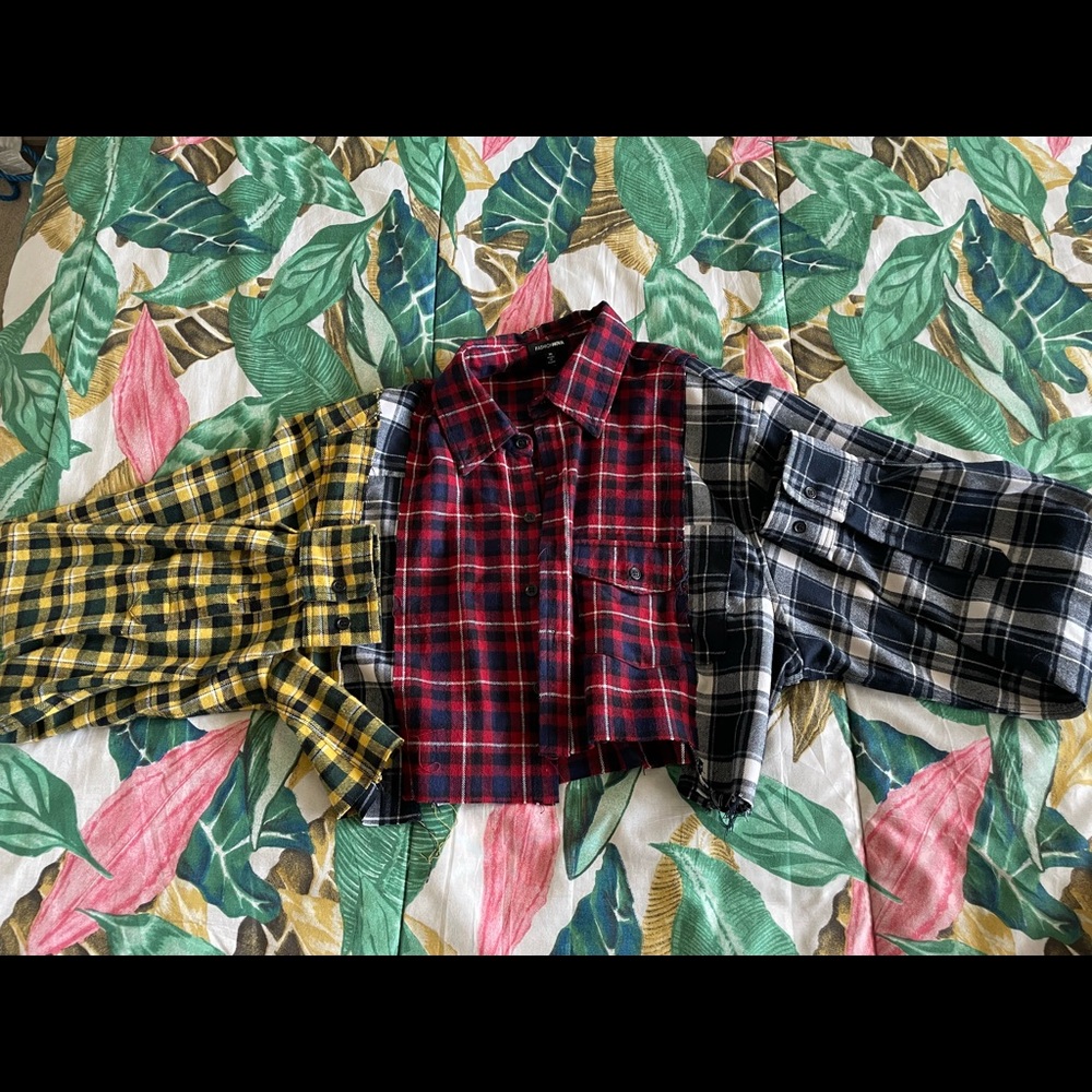 Fashion Nova Multi-Colored Plaid Top
